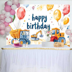 Lofaris Fotohintergrund Baustelle Geburtstag Aquarell LKW Bagger Junge Party Deko Requisiten