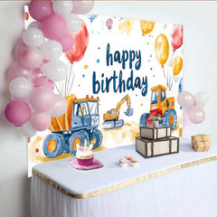 Lofaris Fotohintergrund Baustelle Geburtstag Aquarell LKW Bagger Junge Party Deko Requisiten