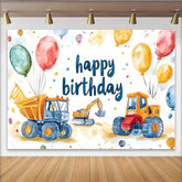Lofaris Fotohintergrund Baustelle Geburtstag Aquarell LKW Bagger Junge Party Deko Requisiten