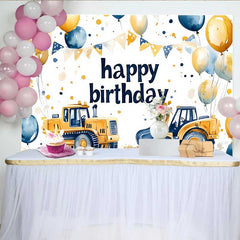 Lofaris Fotohintergrund Baustelle Thema Geburtstag Bulldozer Ballon Girlande Junge Foto Deko