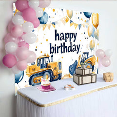 Lofaris Fotohintergrund Baustelle Thema Geburtstag Bulldozer Ballon Girlande Junge Foto Deko