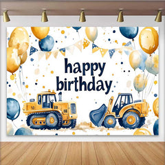 Lofaris Fotohintergrund Baustelle Thema Geburtstag Bulldozer Ballon Girlande Junge Foto Deko