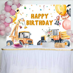 Lofaris Fotohintergrund Baustellen Kran Geburtstag LKW Ballon Konfetti Junge Party Dekoration