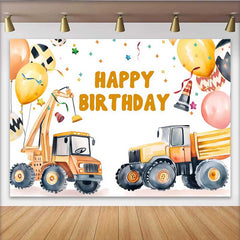 Lofaris Fotohintergrund Baustellen Kran Geburtstag LKW Ballon Konfetti Junge Party Dekoration