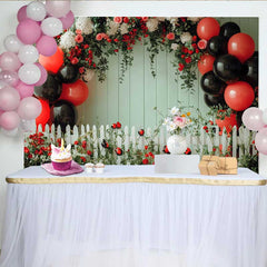 Lofaris Fotohintergrund Marienkäfer Grüne Wand Geburtstag Blumen Zaun Ballon Frühling Party