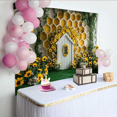 Lofaris Fotohintergrund Sonnenblumen Garten Bienenhaus Wabe Cake Smash Party Requisiten