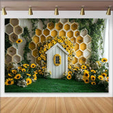Lofaris Fotohintergrund Sonnenblumen Garten Bienenhaus Wabe Cake Smash Party Requisiten