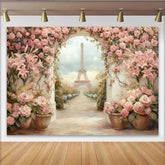 Lofaris Fotohintergrund Paris Eiffelturm Rosa Lilien Blumengarten Gemälde Stil Dekoration