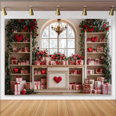 Lofaris Valentinstag Fotohintergrund Rote Herzen Rosen Karo Geschenke Weißer Schrank Deko