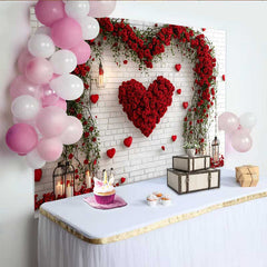 Lofaris Valentinstag-Hintergrund Boho Makramee rotes Herz rustikale Holz-Wanddekoration