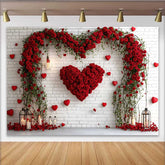 Lofaris Valentinstag-Hintergrund Boho Makramee rotes Herz rustikale Holz-Wanddekoration