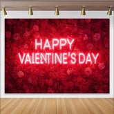 Lofaris Valentinstag-Hintergrund Boho rustikale Holzkisten Makramee rosa Rosengirlande