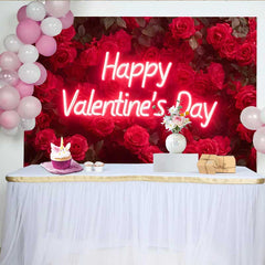 Lofaris Valentinstag-Hintergrund romantisches Schlafzimmer roter Rosen-Blumenbogen Kopfteil-Requisite