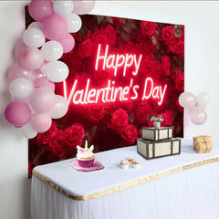 Lofaris Valentinstag-Hintergrund romantisches Schlafzimmer roter Rosen-Blumenbogen Kopfteil-Requisite