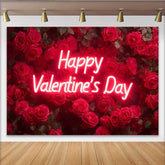 Lofaris Valentinstag-Hintergrund romantisches Schlafzimmer roter Rosen-Blumenbogen Kopfteil-Requisite