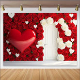 Lofaris Valentinstag-Hintergrund silberne Herzballons Blumenbogen Schlafzimmerdekoration