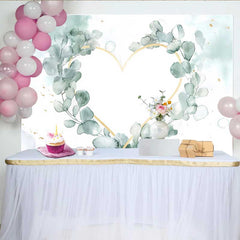 Lofaris Hochzeit Fotohintergrund Aquarell Eukalyptus Blätter Gold Geometrisches Herz Deko