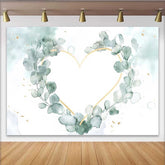 Lofaris Hochzeit Fotohintergrund Aquarell Eukalyptus Blätter Gold Geometrisches Herz Deko