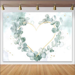 Lofaris Hochzeit Fotohintergrund Aquarell Eukalyptus Blätter Gold Geometrisches Herz Deko