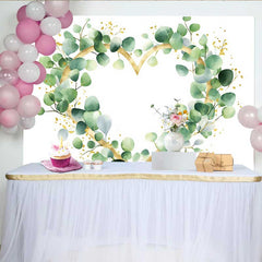 Lofaris Hochzeit Fotohintergrund Eukalyptus Grün Gold Glitzer Herzkranz Party Deko Requisiten