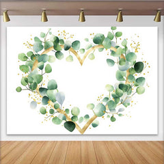 Lofaris Hochzeit Fotohintergrund Eukalyptus Grün Gold Glitzer Herzkranz Party Deko Requisiten