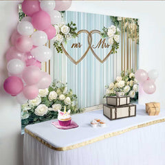 Lofaris Hochzeit Hintergrund Mr & Mrs Weiße Blumen Goldene Herzen Deko