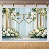 Lofaris Hochzeit Hintergrund Mr & Mrs Weiße Blumen Goldene Herzen Deko