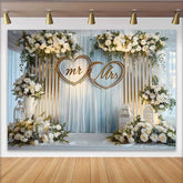 Lofaris Hochzeit Hintergrund Mr & Mrs Weiße Rosen Laternen Gold Herz