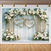 Lofaris Hochzeit Hintergrund Blumenbogen Mr & Mrs Goldene Herzen Deko