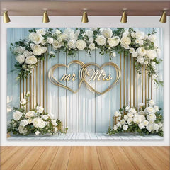 Lofaris Hochzeit Hintergrund Blumenbogen Mr & Mrs Goldene Herzen Deko