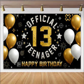 Lofaris 13. Geburtstag Hintergrund Gaming Gold Weiß Official Teenager Deko