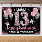 Lofaris 13. Geburtstag Hintergrund Official Teenager Rosa Glitzer Krone