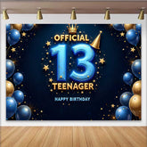 Lofaris 13. Geburtstag Hintergrund 3D Blau Gold Official Teenager Krone
