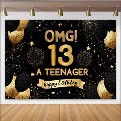 Lofaris 13. Geburtstag Hintergrund OMG Teenager Gold Glitzer Meilenstein