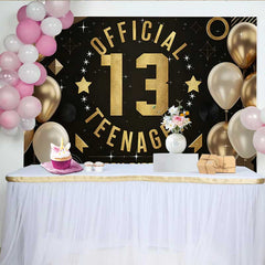 Lofaris 13. Geburtstag Hintergrund Official Teenager Gold Schwarz Grafik