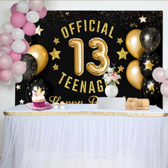 Lofaris 13. Geburtstag Hintergrund Official Teenager Gold Glitzer Schwarz