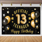 Lofaris 13. Geburtstag Hintergrund Official Teenager Gold Glitzer Schwarz