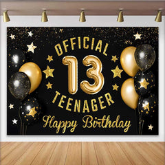 Lofaris 13. Geburtstag Hintergrund Official Teenager Gold Glitzer Schwarz