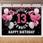 Lofaris 13. Geburtstag Hintergrund Official Teenager Rosa Herzballons