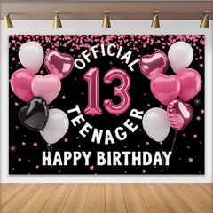 Lofaris 13. Geburtstag Hintergrund Official Teenager Rosa Herzballons