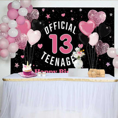 Lofaris 13. Geburtstag Hintergrund Official Teenager Rosa Glitzer Herzen