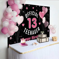 Lofaris 13. Geburtstag Hintergrund Official Teenager Rosa Glitzer Herzen