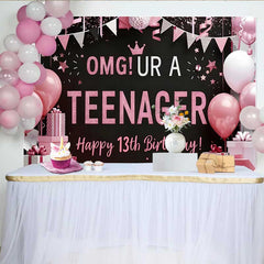Lofaris 13. Geburtstag Hintergrund OMG UR A TEENAGER Rosa Schwarz