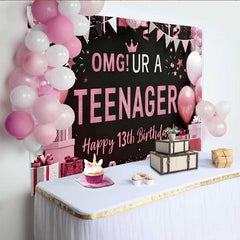 Lofaris 13. Geburtstag Hintergrund OMG UR A TEENAGER Rosa Schwarz