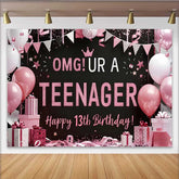 Lofaris 13. Geburtstag Hintergrund OMG UR A TEENAGER Rosa Schwarz