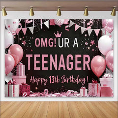 Lofaris 13. Geburtstag Hintergrund OMG UR A TEENAGER Rosa Schwarz