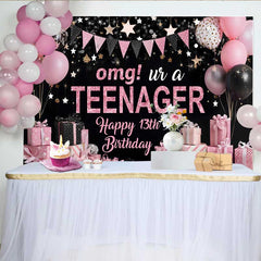 Lofaris 13. Geburtstag Hintergrund OMG UR A TEENAGER Rosa Glitzer