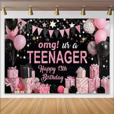 Lofaris 13. Geburtstag Hintergrund OMG UR A TEENAGER Rosa Glitzer
