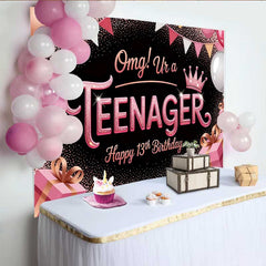 Lofaris 13. Geburtstag Hintergrund Roségold Glitzer OMG Teenager Deko