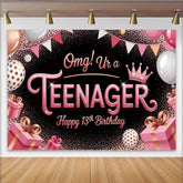 Lofaris 13. Geburtstag Hintergrund Roségold Glitzer OMG Teenager Deko